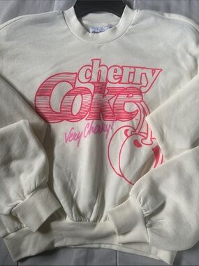 Coca Cola Cream Crewneck Sweatshirt with Pink Cherry Logo